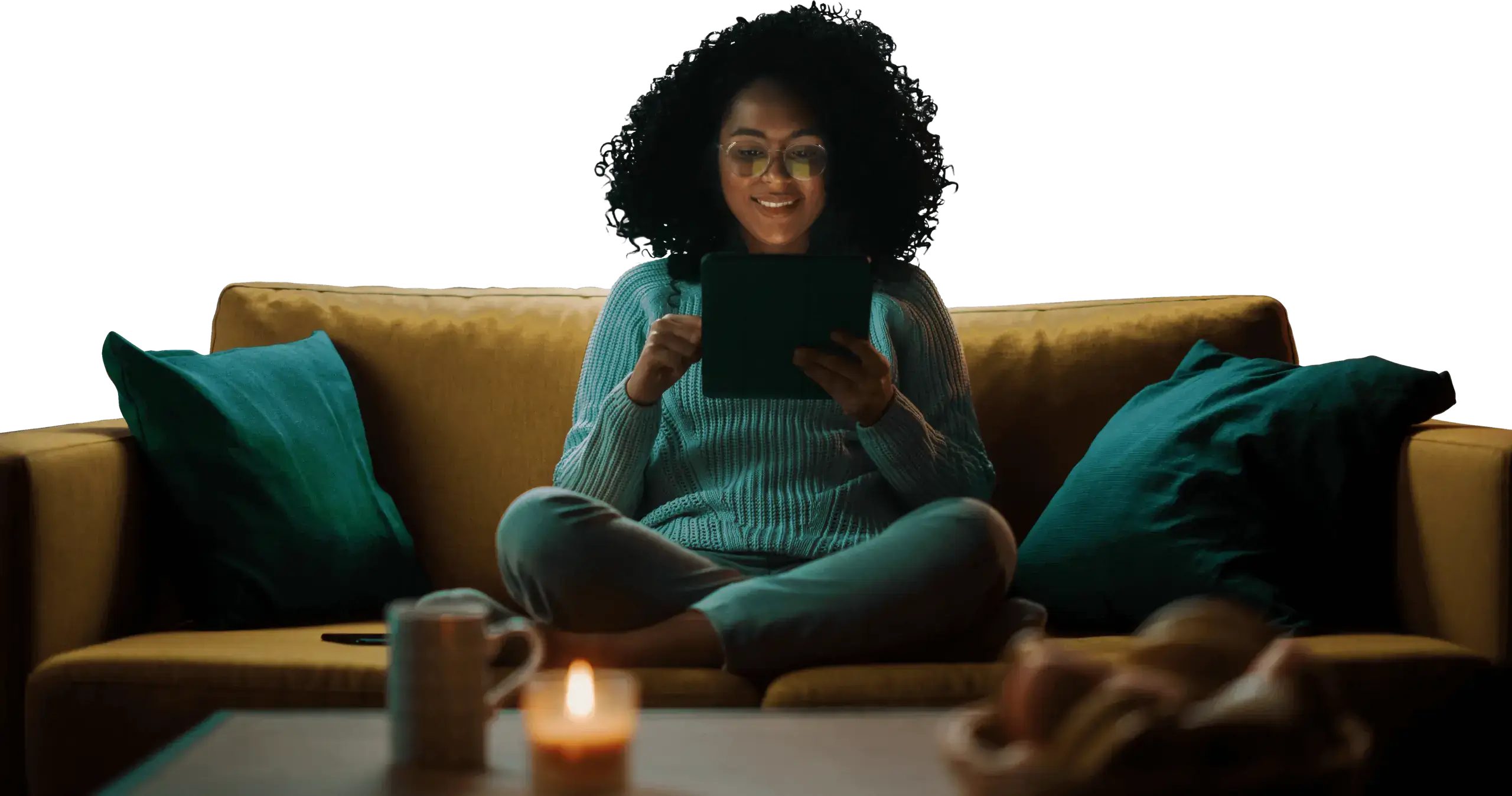 一个人使用平板设备